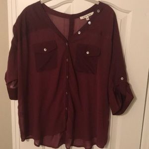 Sheer Maroon Top - Great for Gameday!